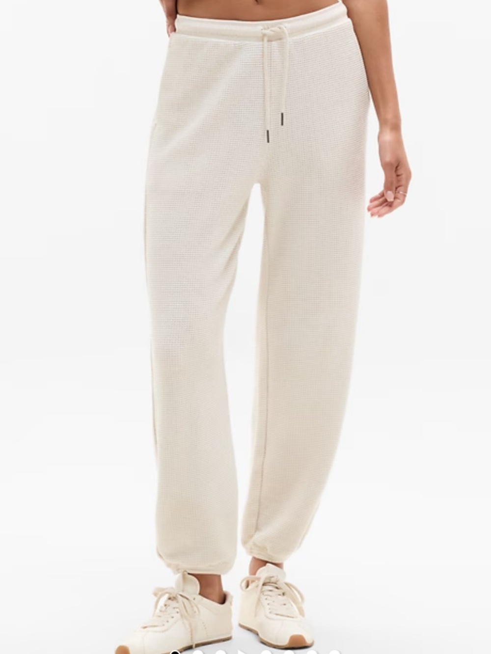 Athleta Tranquil Mid Rise Waffle Jogger Cream Lounge Pants Women’s Small Petite - Picture 3 of 9